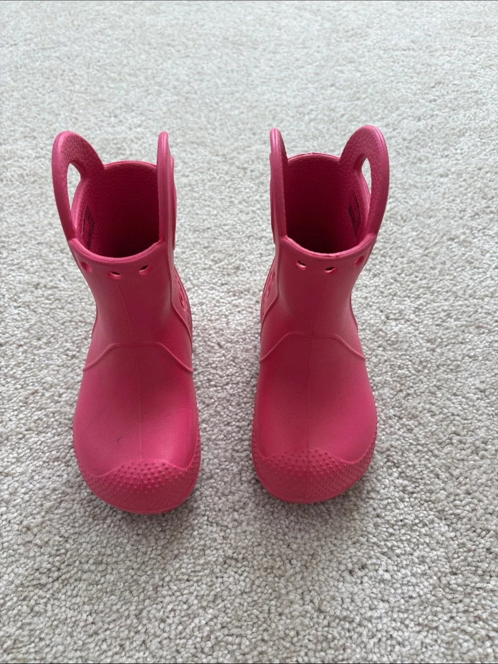 CROCS Kids Hot Pink Pull-On Rain Boots with Handles